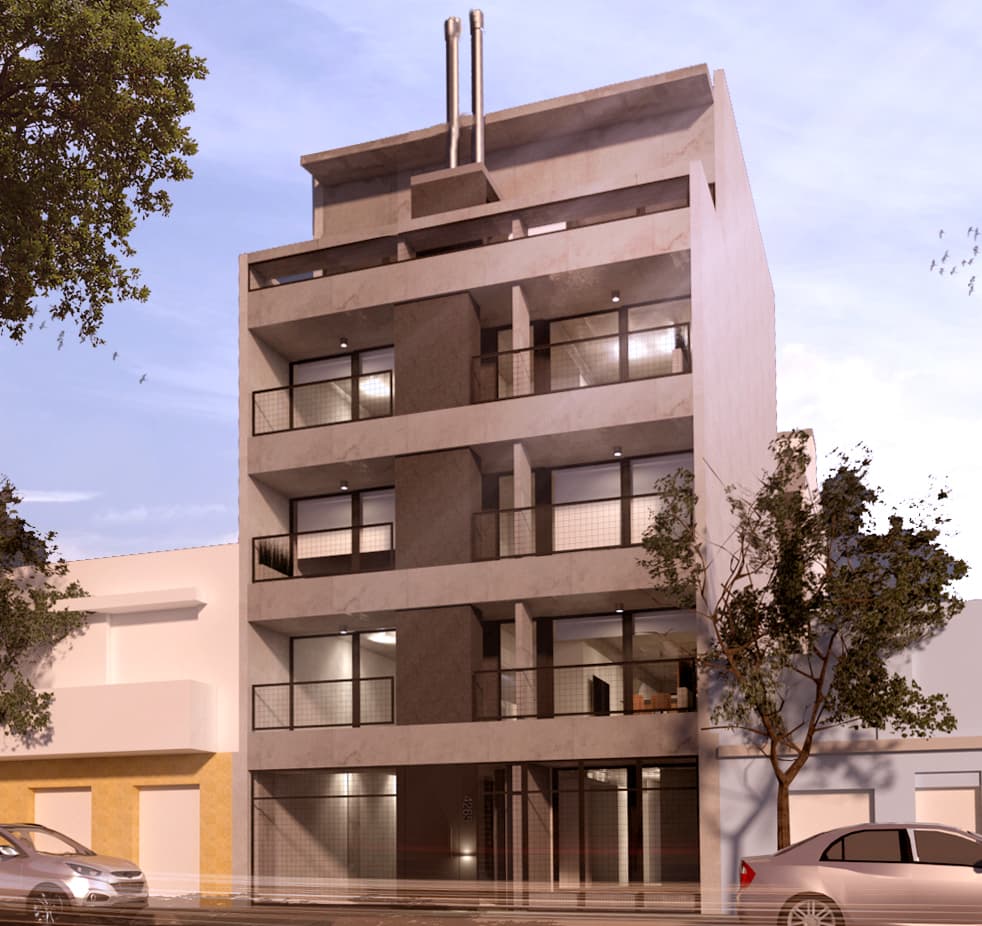 Render de la fachada del edificio Nahuel Huapi