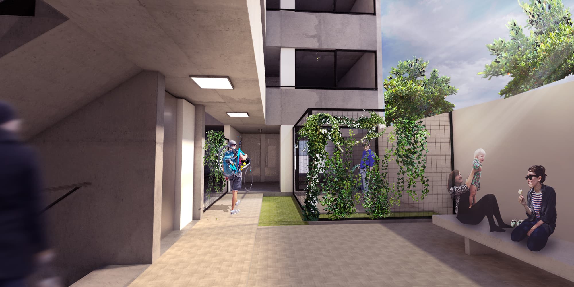 Imagen del patio en planta baja del proyecto Nahuel Huapi 4265