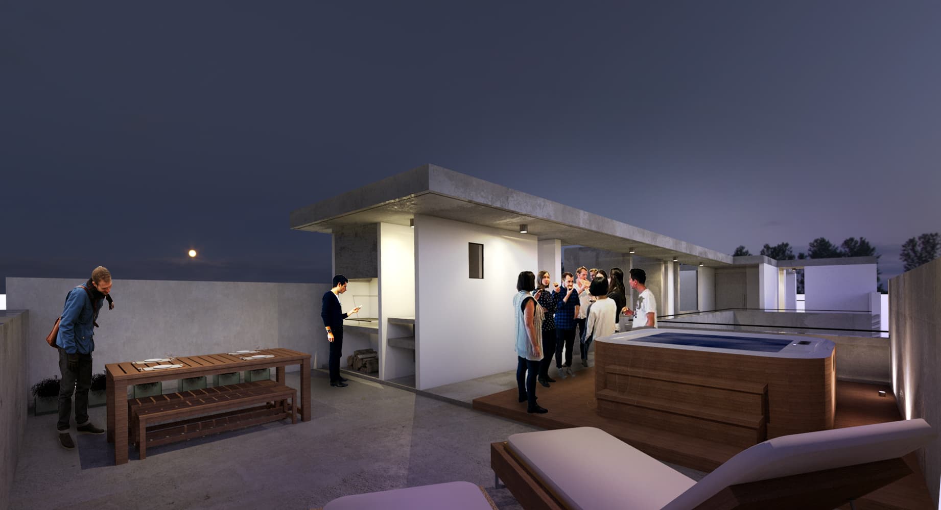 Imagen de la terraza de usos multiples del proyecto Nahuel Huapi 4265